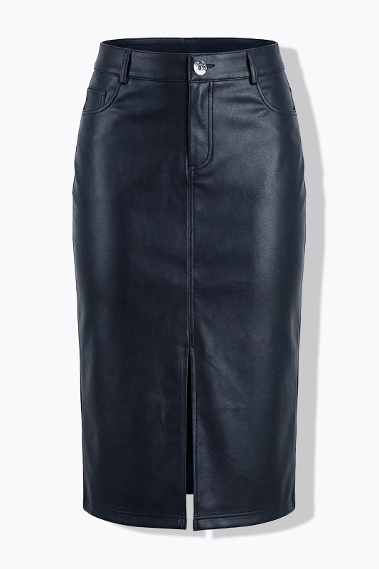 Faux leather midi skirt