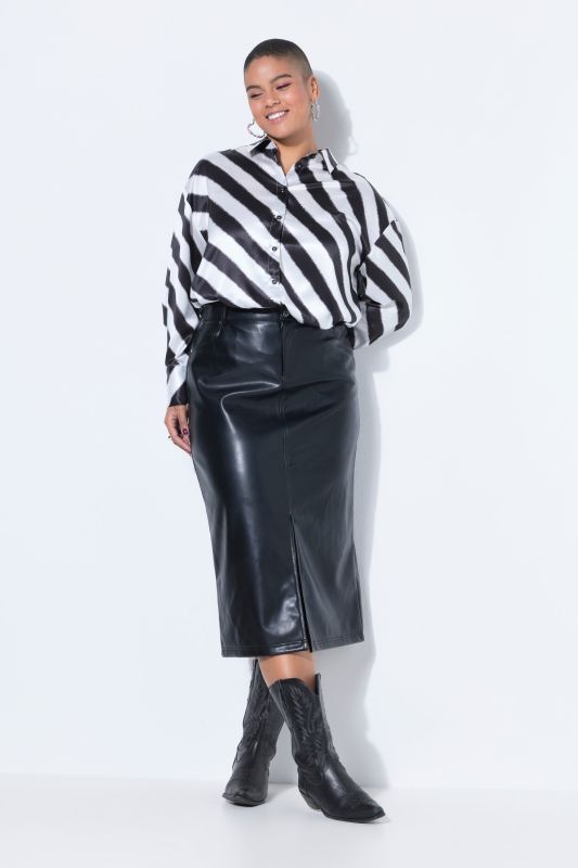Faux leather midi skirt