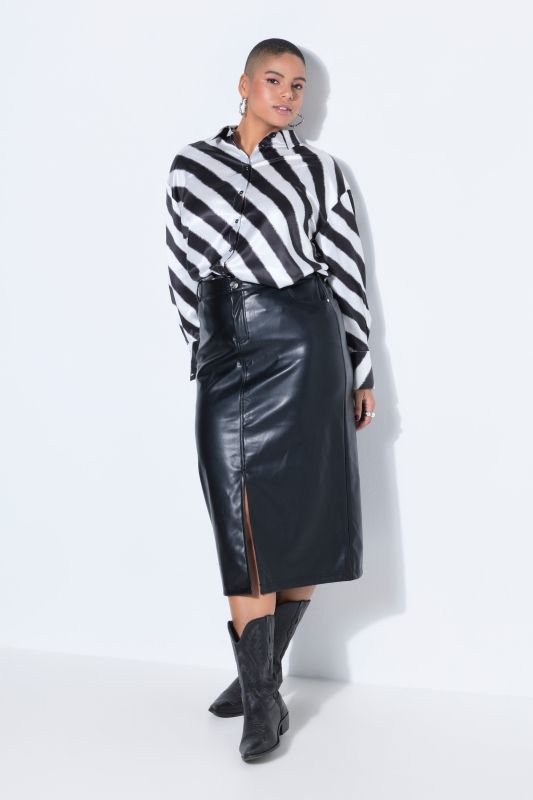 Faux leather midi skirt