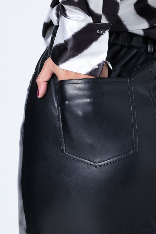 Faux leather midi skirt