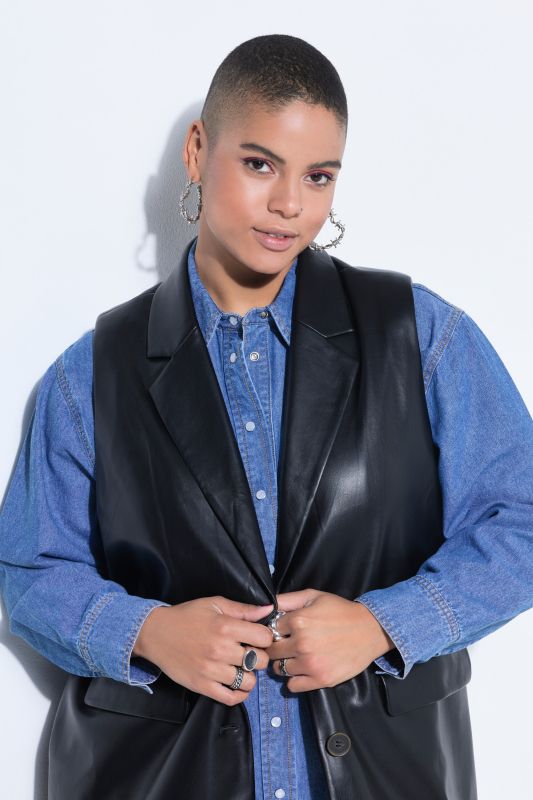 Faux leather suit waistcoat