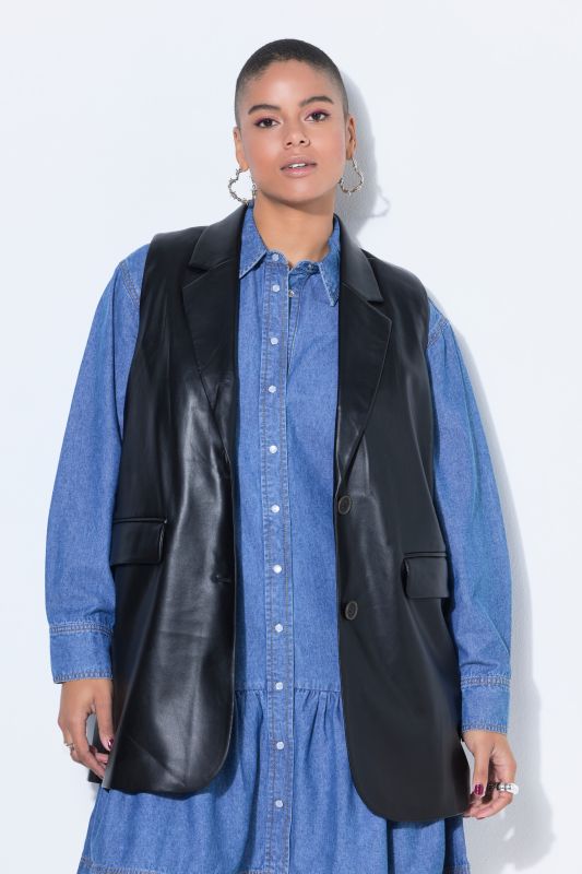 Faux leather suit waistcoat