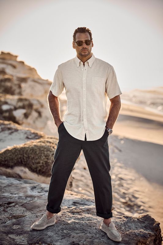 Риза ленена с къси ръкави