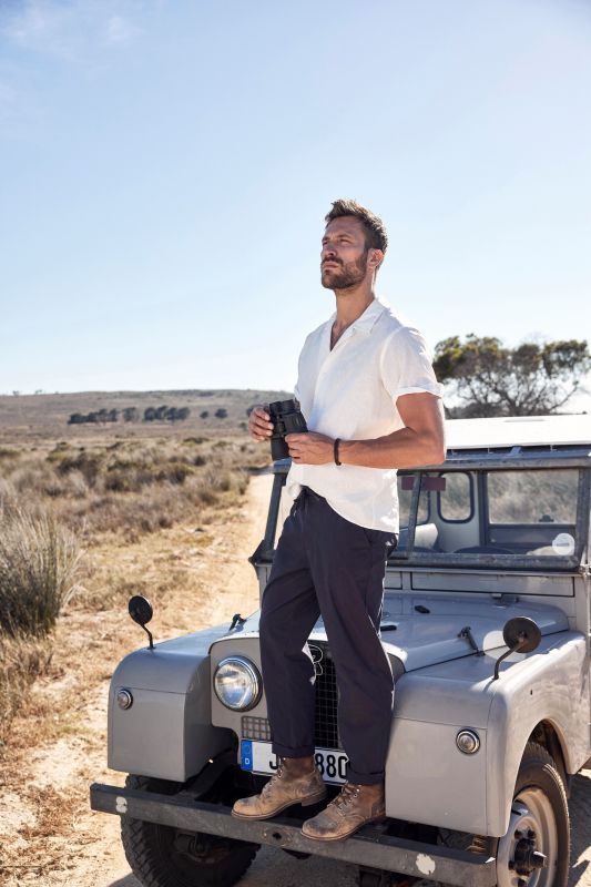 Риза ленена с къс ръкав