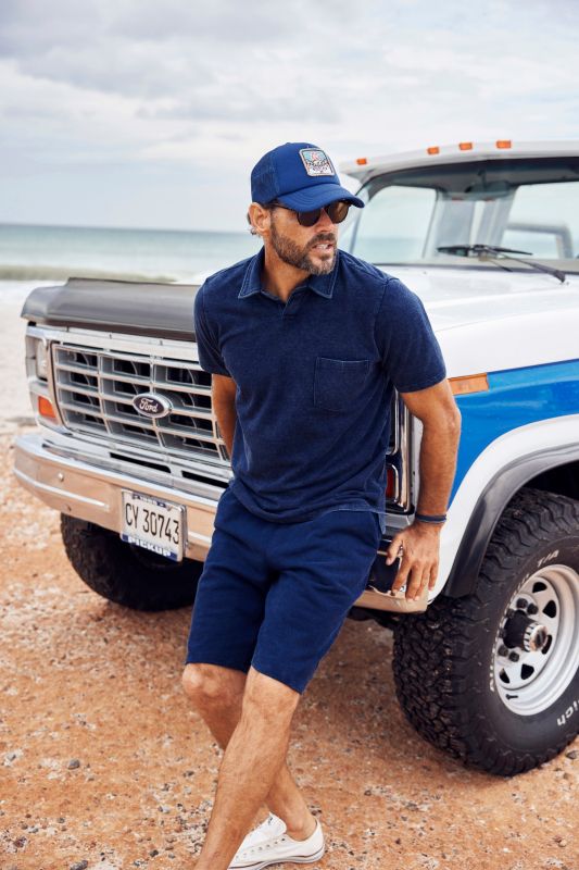 Polo shirt, short sleeve, piqué, denim look, up to 8 XL