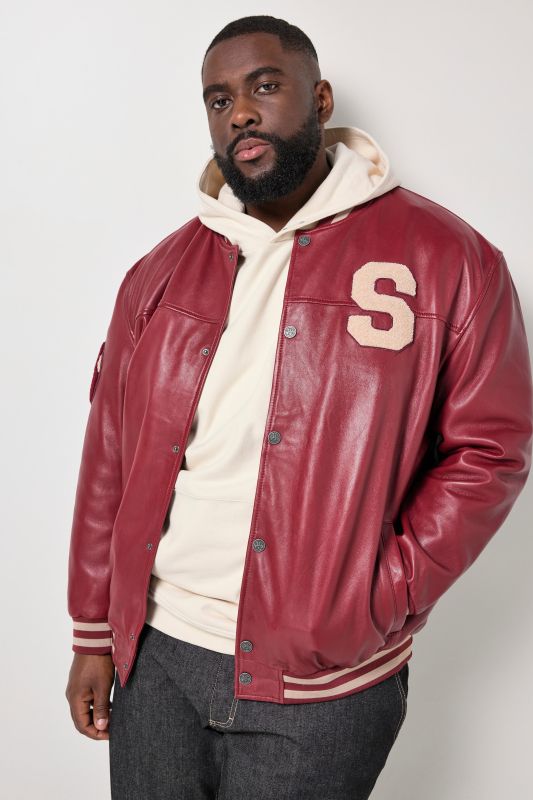 STHUGE leather varsity jacket