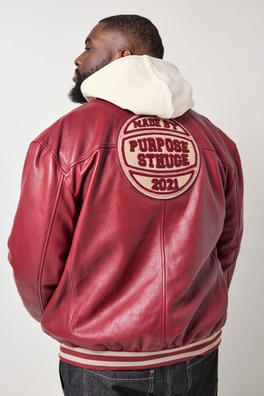 STHUGE leather varsity jacket