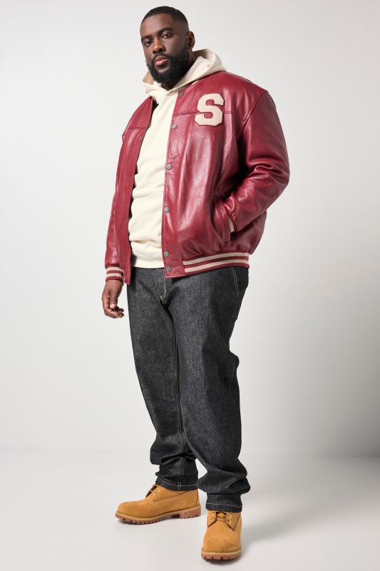 STHUGE leather varsity jacket