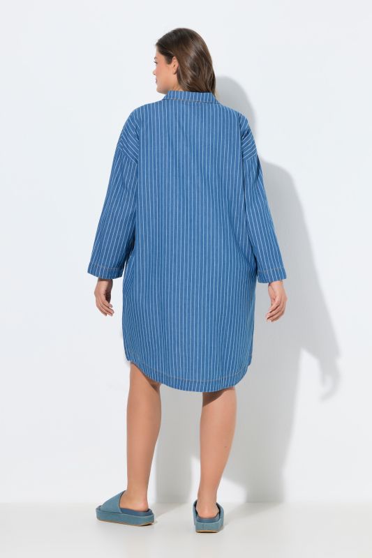 Рокля дънкова с раиран принт