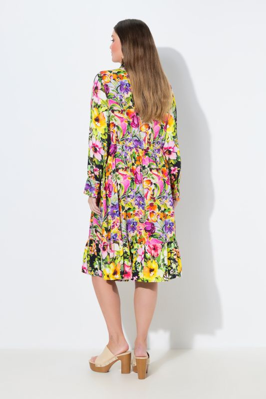 Painted Floral Button Front Dress