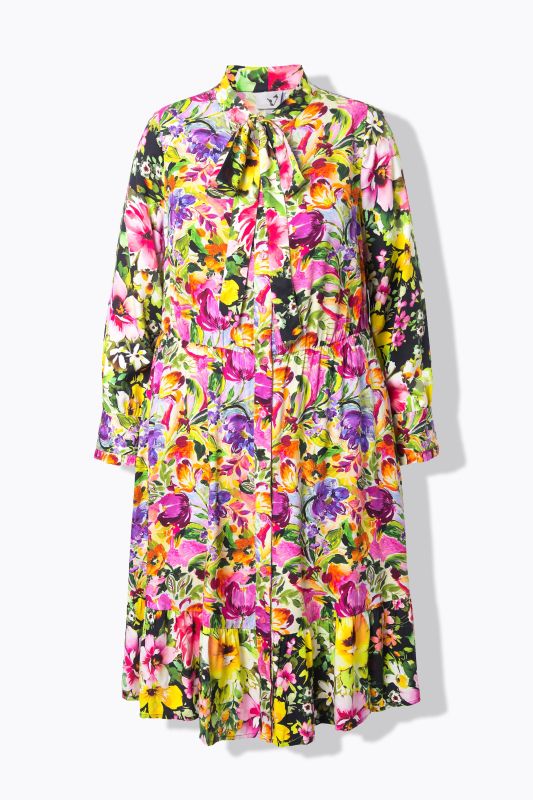 Painted Floral Button Front Dress