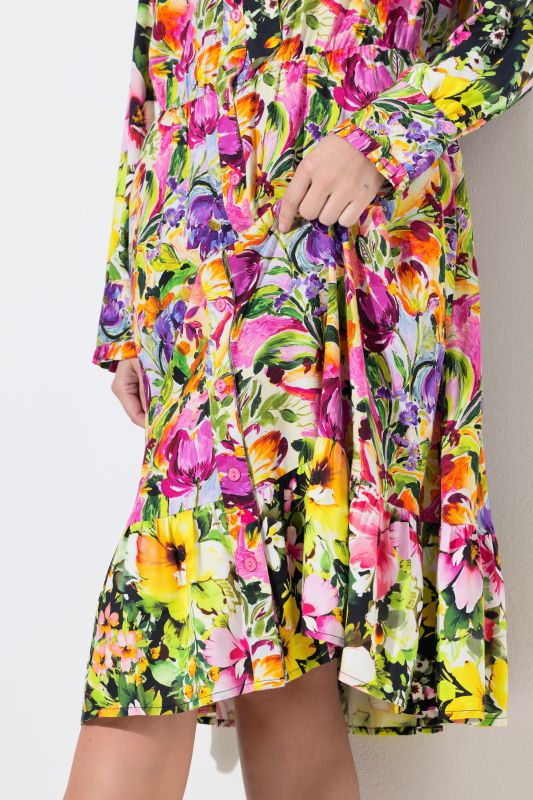 Painted Floral Button Front Dress