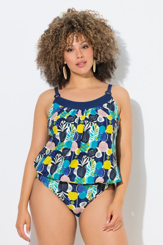 Vibrant Leaf Print Tankini Set