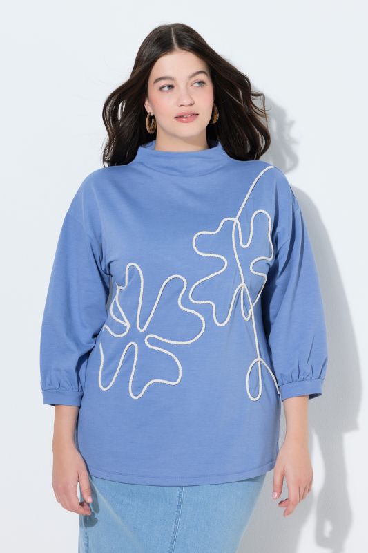 Eco Cotton Rope Embroidered Turtleneck Sweatshirt