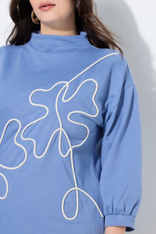 Eco Cotton Rope Embroidered Turtleneck Sweatshirt