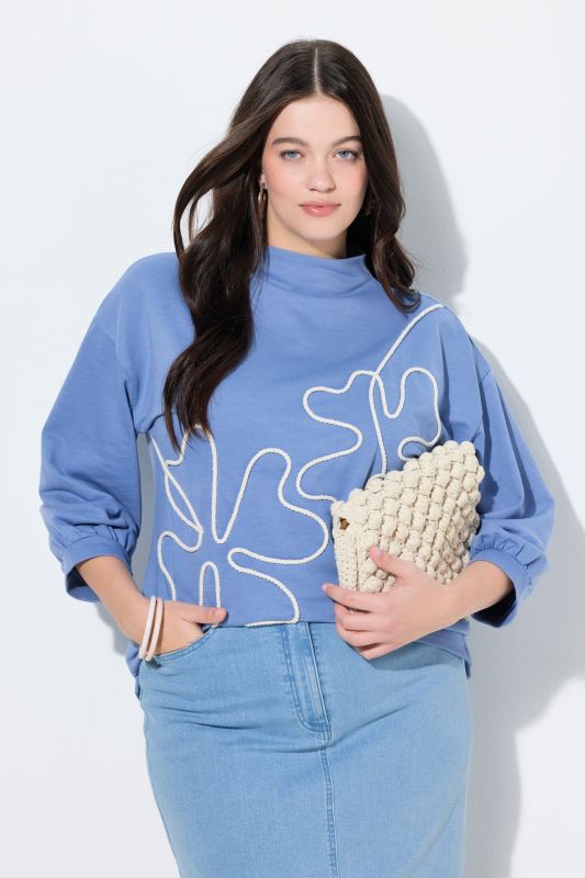 Eco Cotton Rope Embroidered Turtleneck Sweatshirt