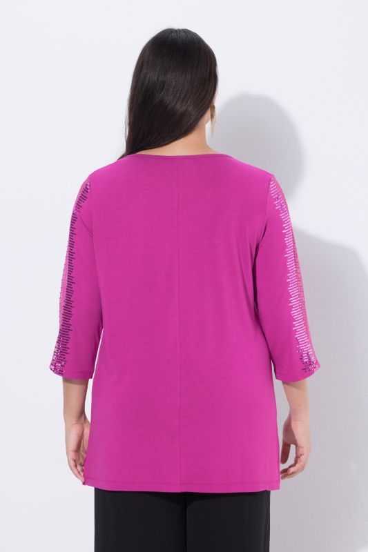 Sequined Mesh Sleeve Blouse