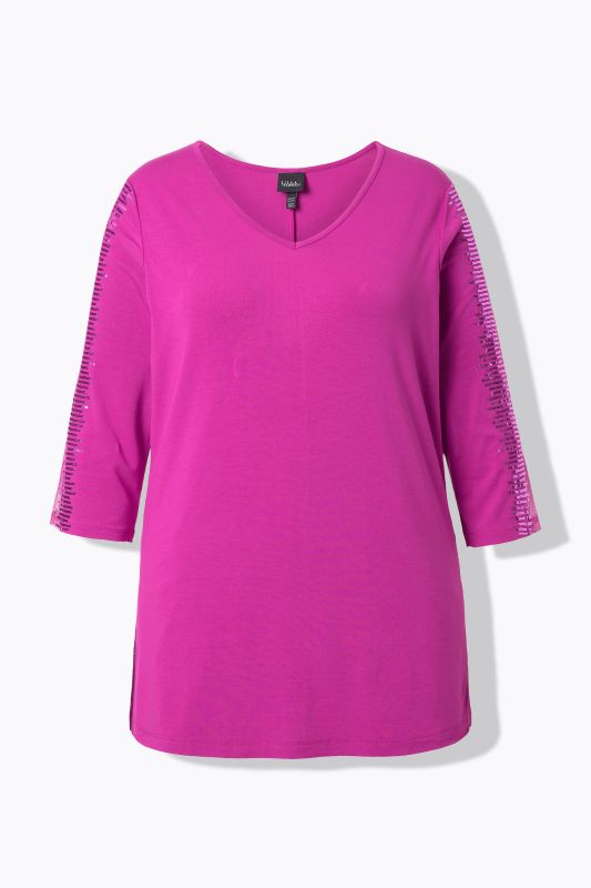 Sequined Mesh Sleeve Blouse