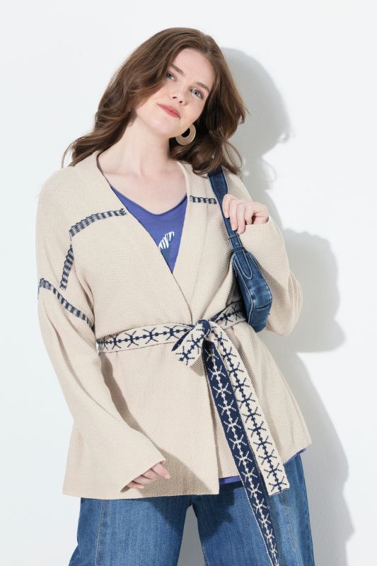 Textured Tie Belt Cardigan