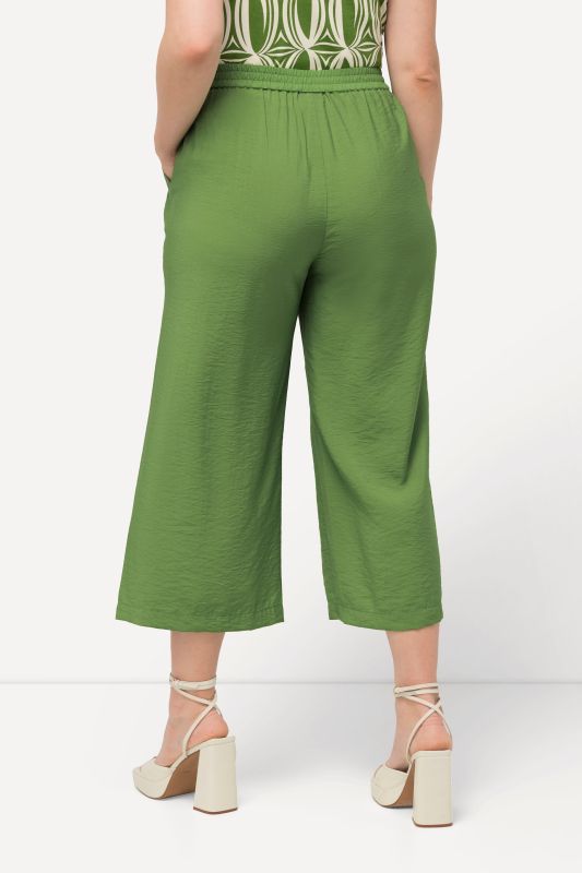 Textured Wide Leg Elastic Waist Culottes