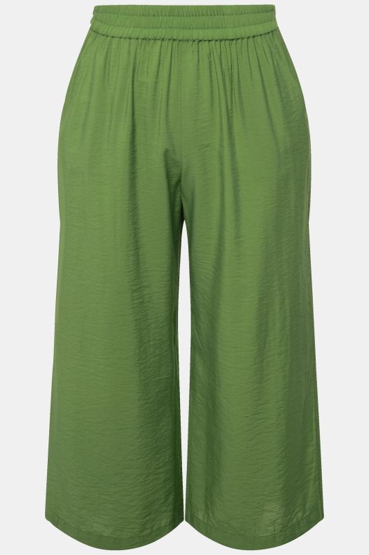 Textured Wide Leg Elastic Waist Culottes