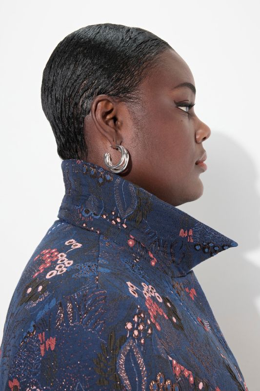 Long Floral Jacquard Jacket