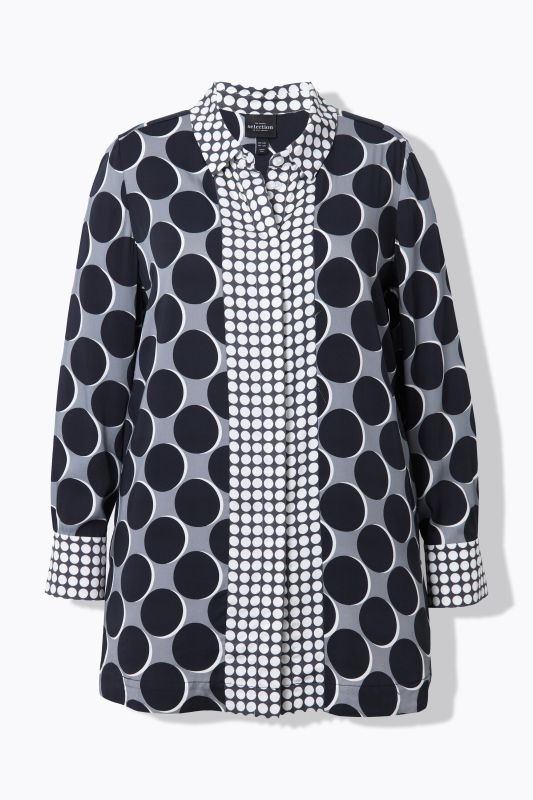 Mixed Polka Dot Long Sleeve Tunic Blouse