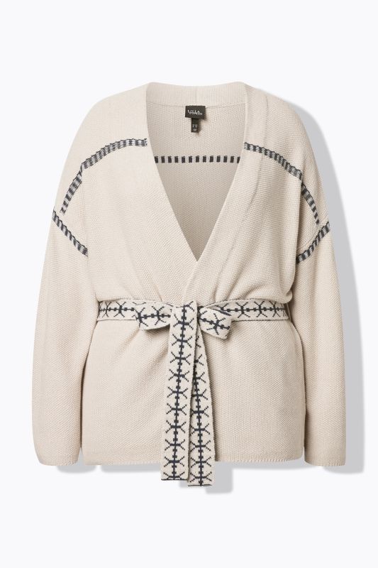 Textured Tie Belt Cardigan