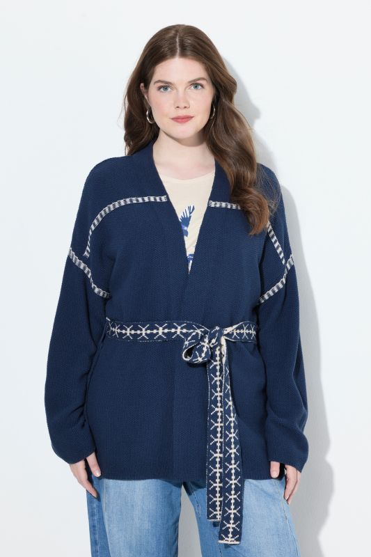 Textured Tie Belt Cardigan