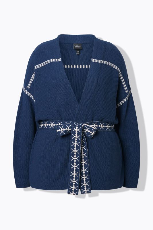 Textured Tie Belt Cardigan
