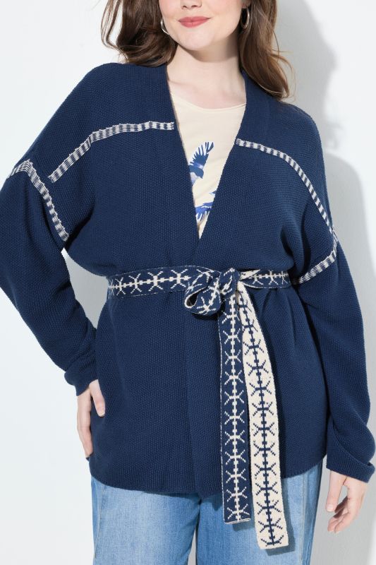 Textured Tie Belt Cardigan