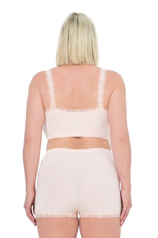 2 Pack Lace Trim Bralettes- Openwork Stripe