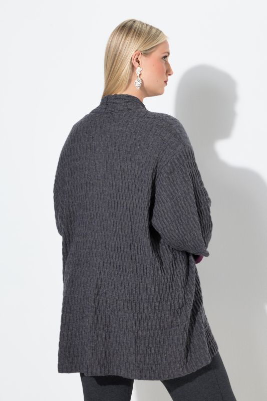 Textured Knit Open Shape Cardigan