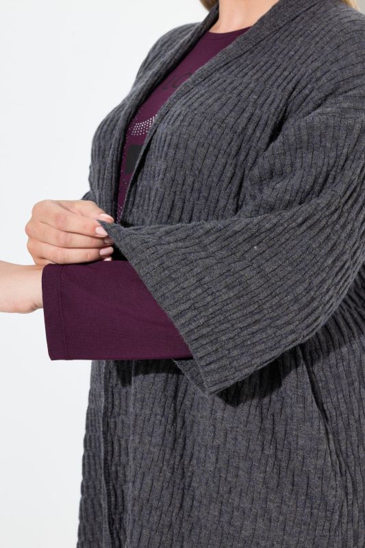 Textured Knit Open Shape Cardigan