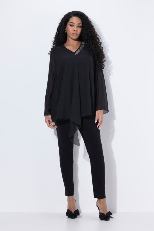Layered Pointed Hem Chiffon Blouse