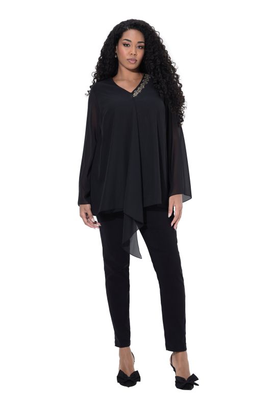 Layered Pointed Hem Chiffon Blouse