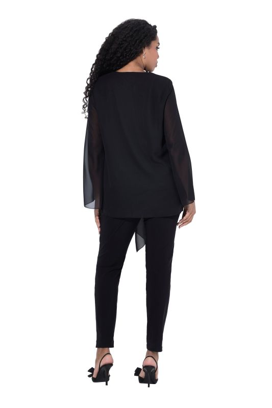 Layered Pointed Hem Chiffon Blouse