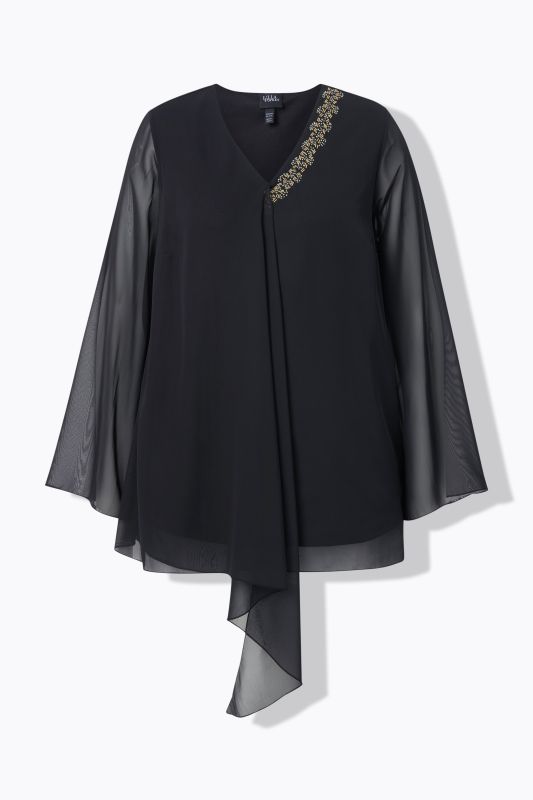 Layered Pointed Hem Chiffon Blouse