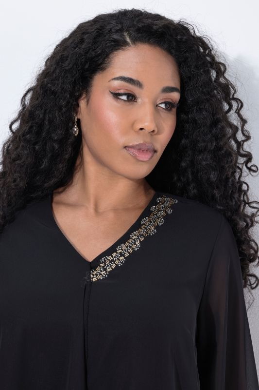 Layered Pointed Hem Chiffon Blouse