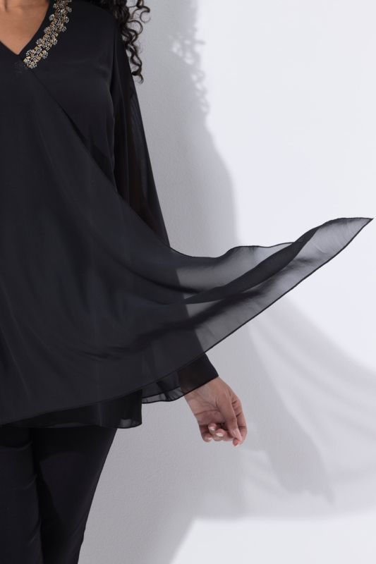 Layered Pointed Hem Chiffon Blouse