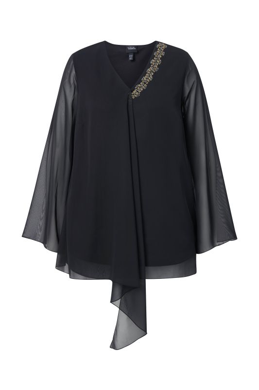 Layered Pointed Hem Chiffon Blouse