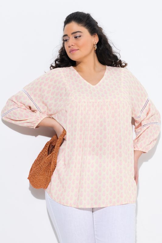 Cactus Print 3/4 Sleeve Blouse