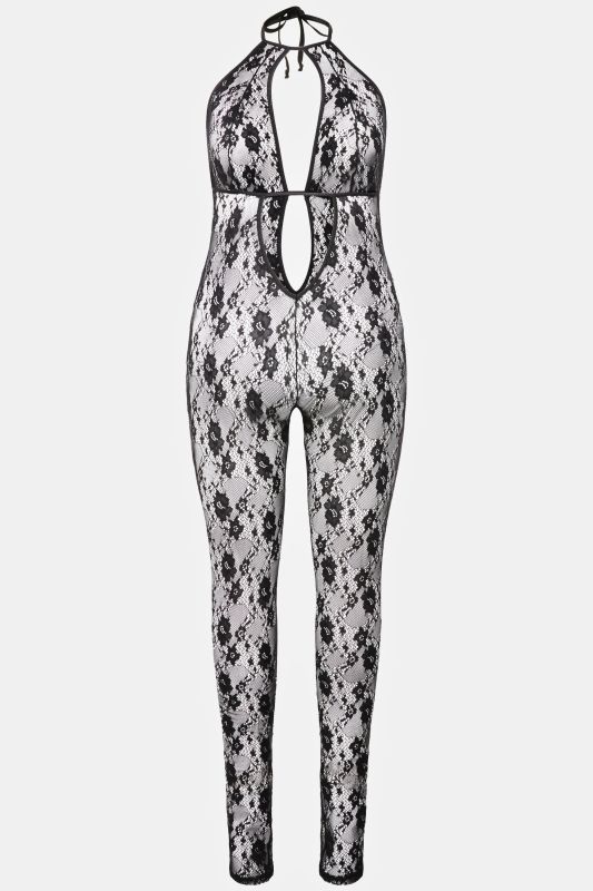 Floral Lace Halter Catsuit