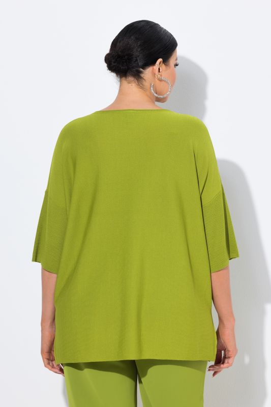 Oversized 3/4 Sleeve V-Neck Sweater