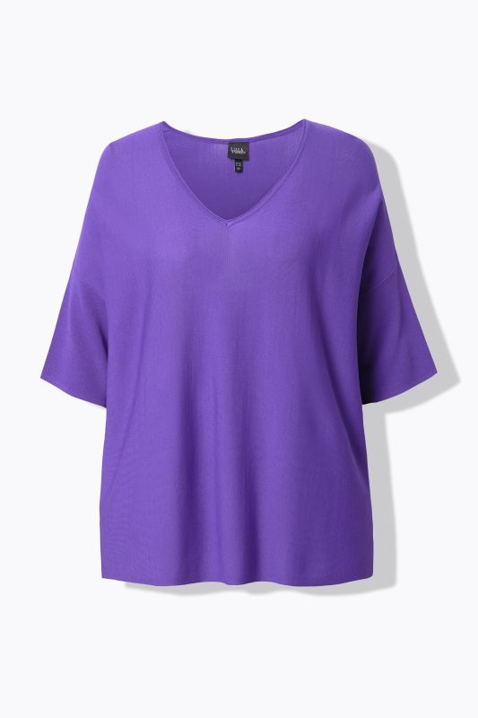 Oversized 3/4 Sleeve V-Neck Sweater