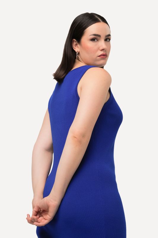 Ribbed Sweater Knit V-Neck Tank Dress