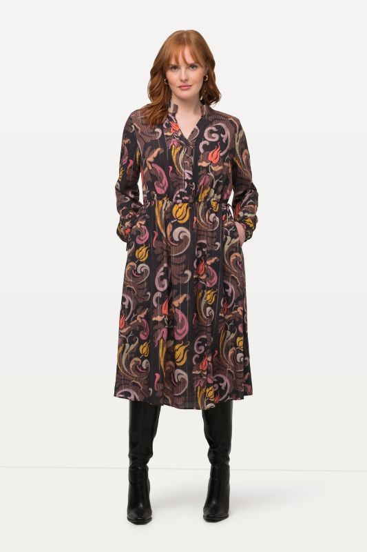Long Sleeve A-Line Paisley Dress