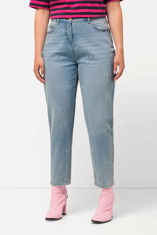 Heart Embroidery Mom Jeans