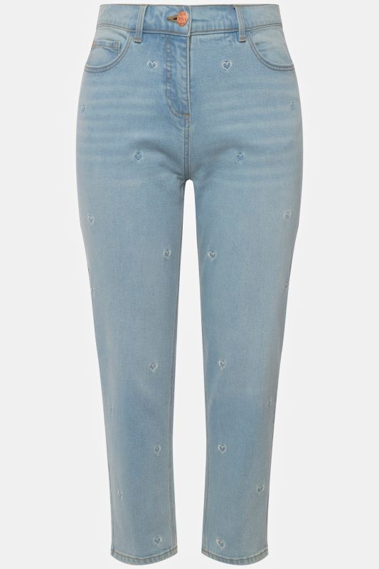 Heart Embroidery Mom Jeans