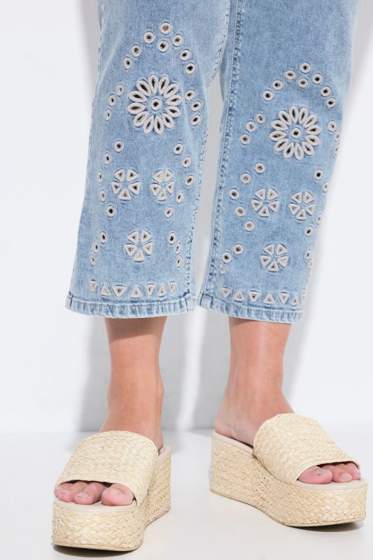 Eco Cotton Straight Leg Broderie Anglaise Jeans